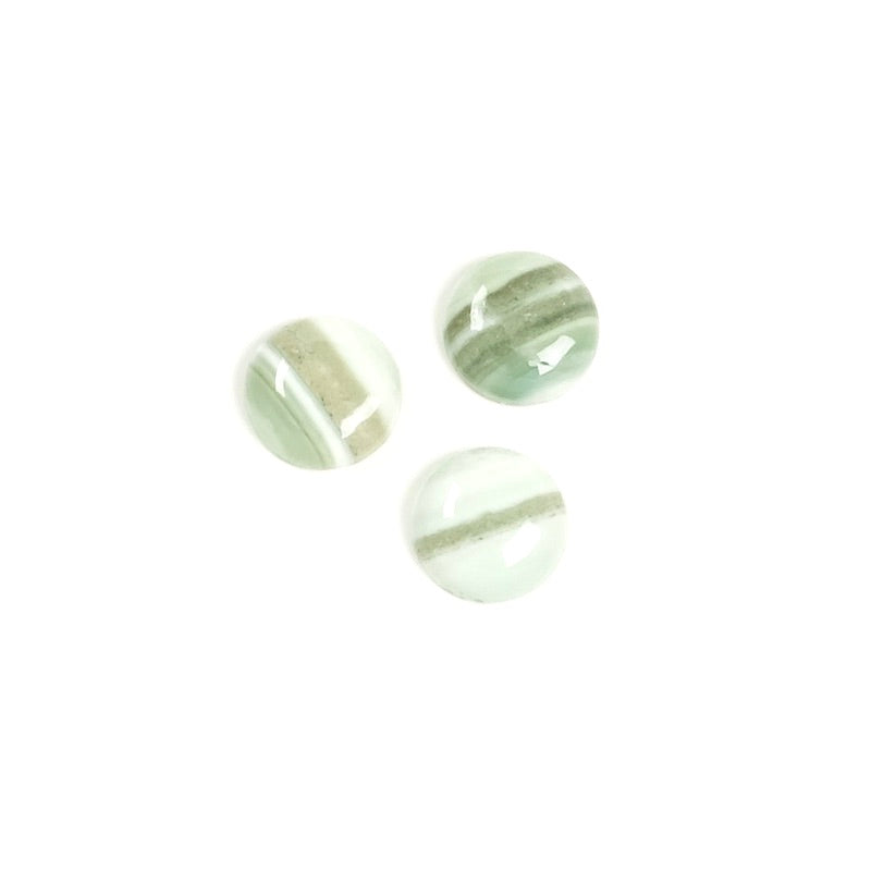 Cabochon natural stone 8mm Green striped Agate