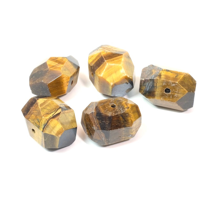 Natural oval faceted tiger eye bead