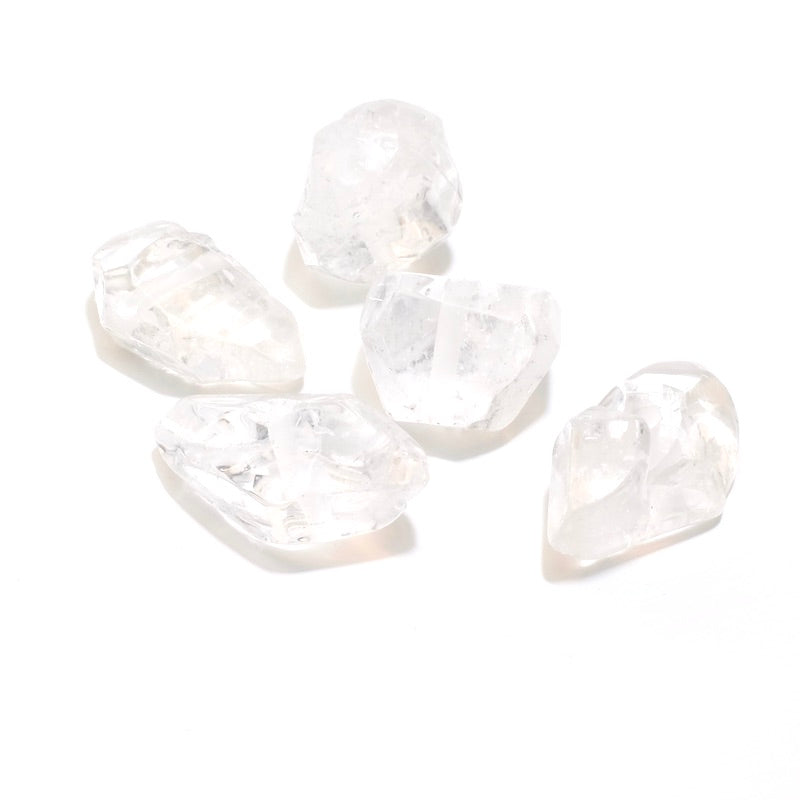 Natural oval faceted quartz crystal bead