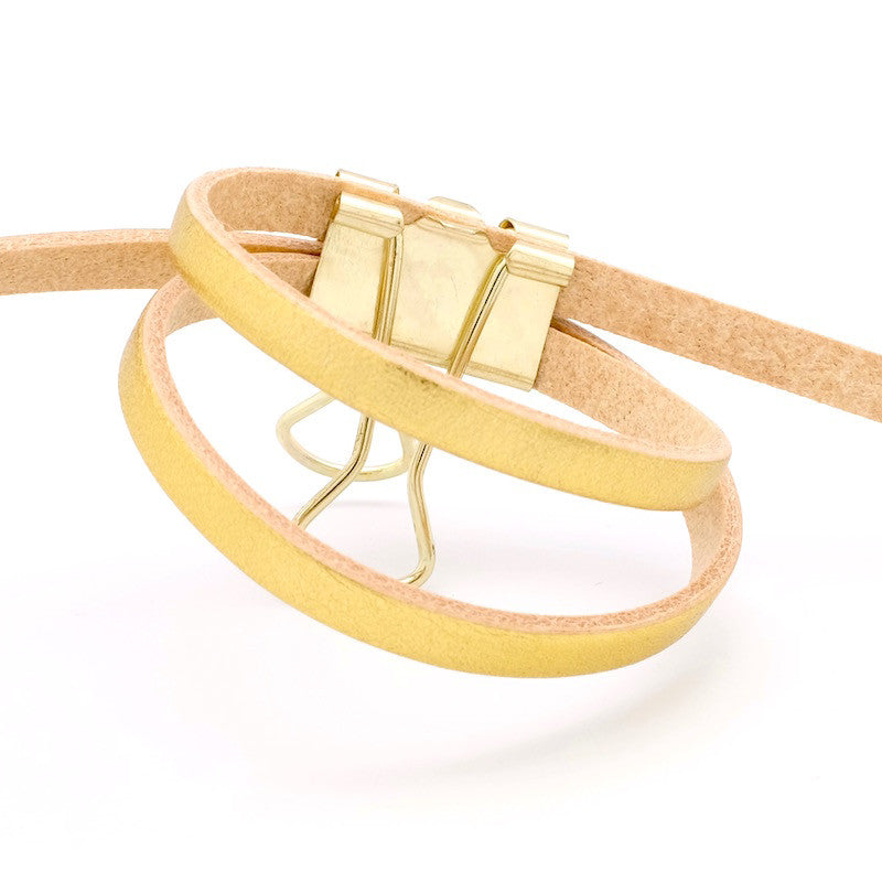 50cm of 5mm Premium Quality Flat Leather Strap - Metallic Gold