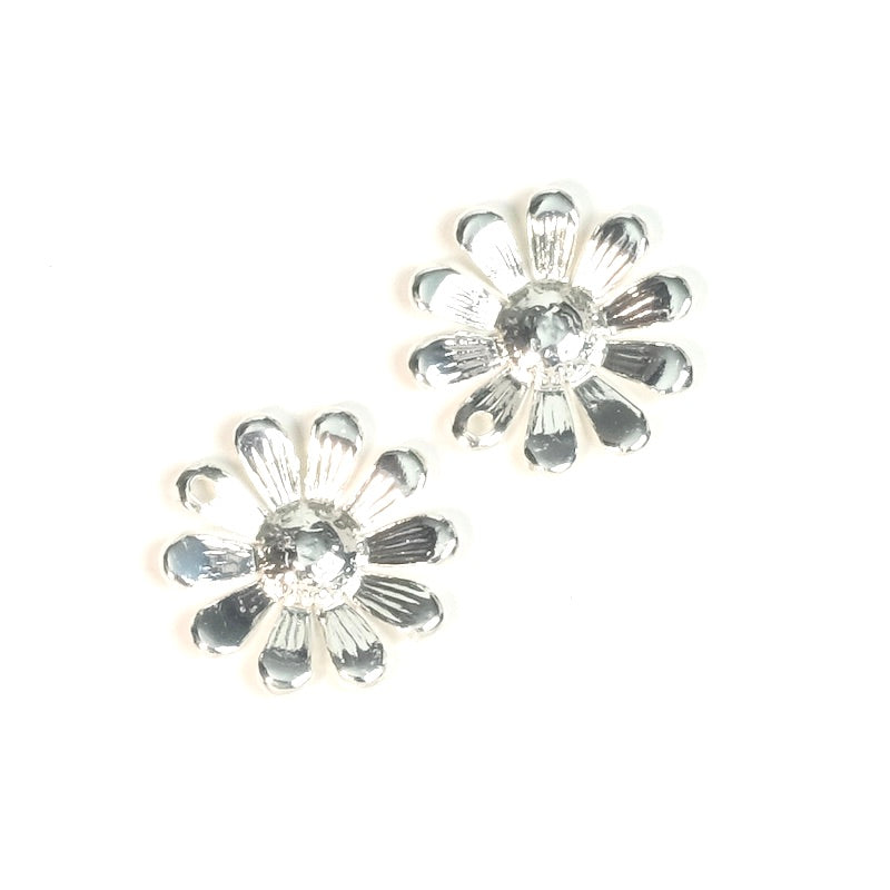 2 Premium 925 silver-plated brass daisy pendants