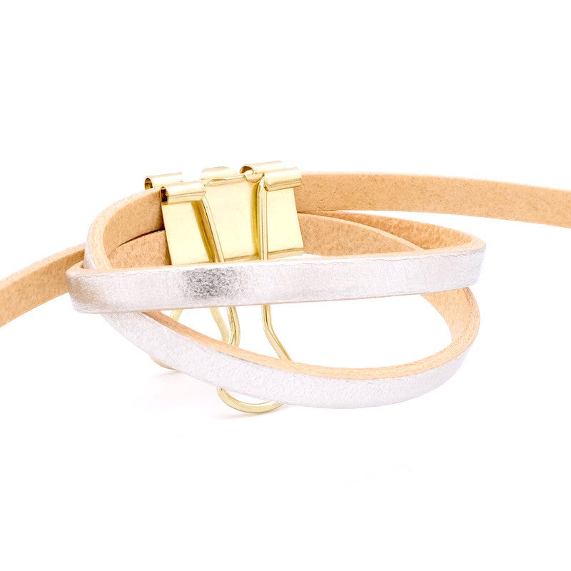 50cm of 5mm Premium Quality Flat Leather Strap - Metallic Silver