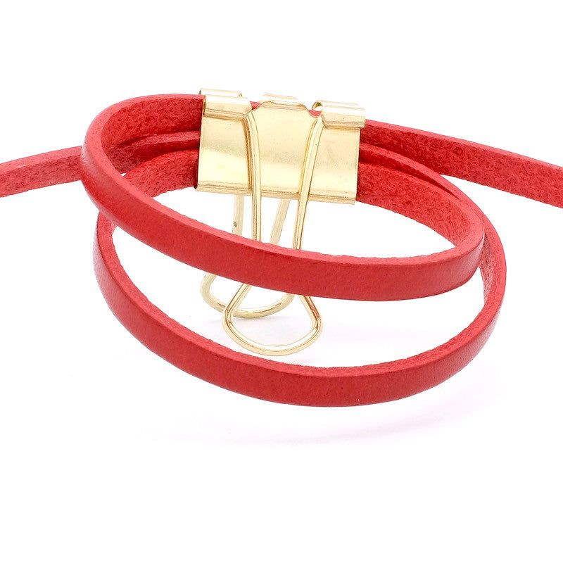 50cm of 5mm flat leather strap, premium quality red