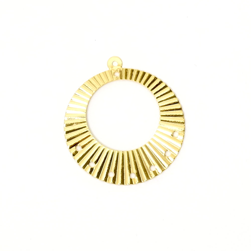 2 Wavy chandelier pendants in 24K gold-plated brass