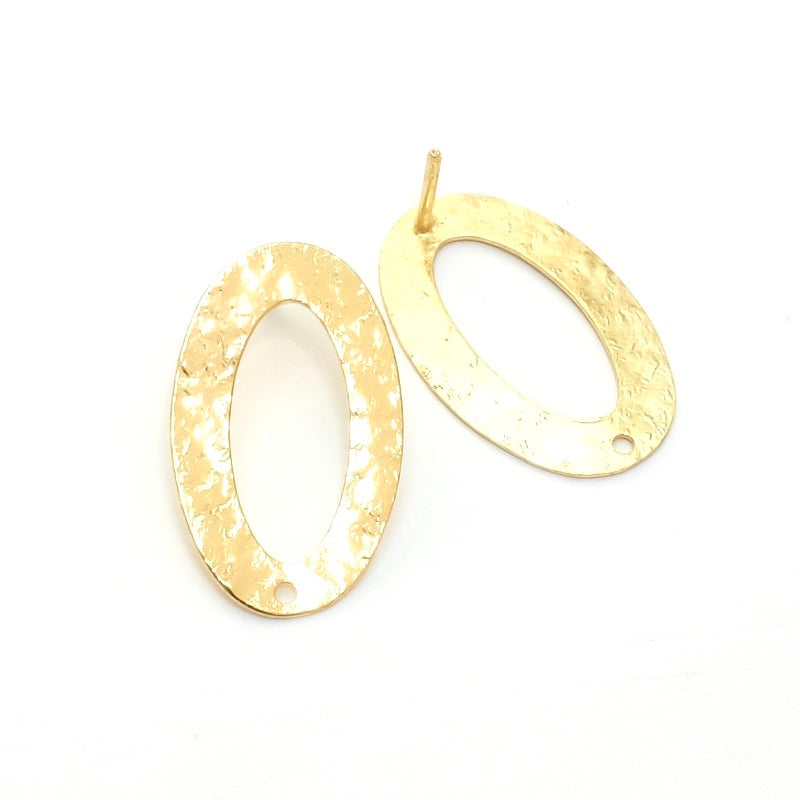 Oval stud earrings in 24K gold-plated brass, per pair