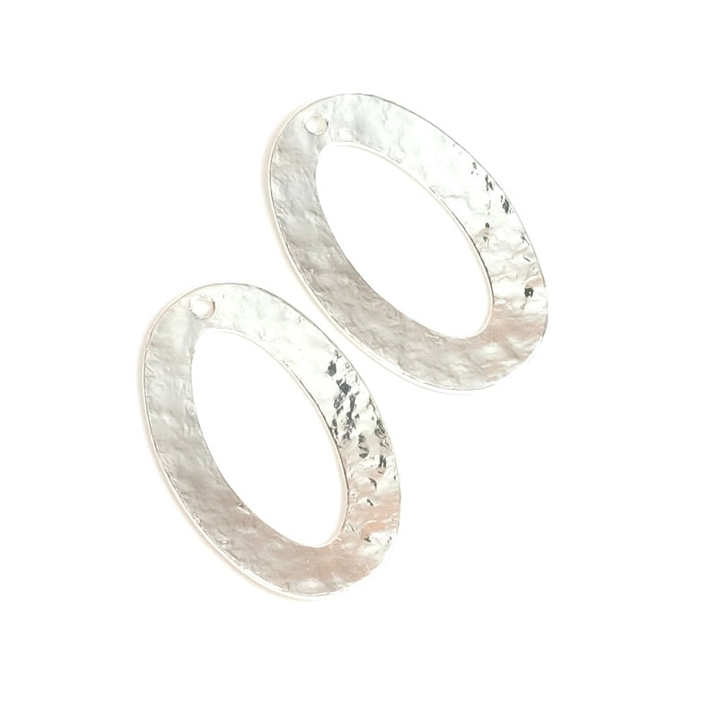 2 Oval pendants in silver-plated brass 925 Premium