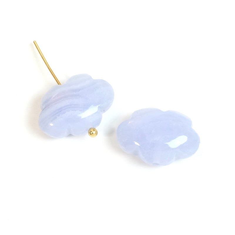 Blue lace Agate natural stone cloud bead - Wellness
