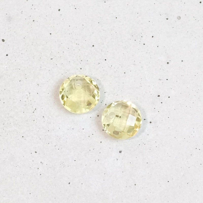 Round faceted pendant 8mm in natural stone Lemon green gold