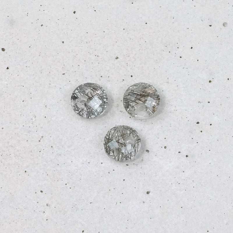 6mm round faceted pendant in Black Rutile natural stone
