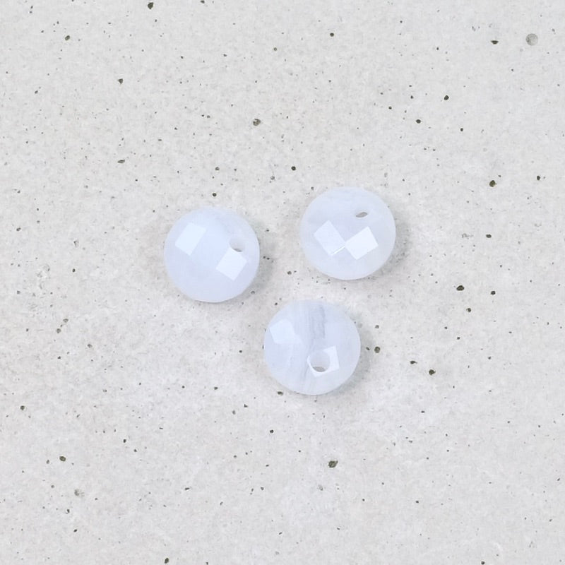 Round faceted pendant 6mm natural stone Blue Lace Agate
