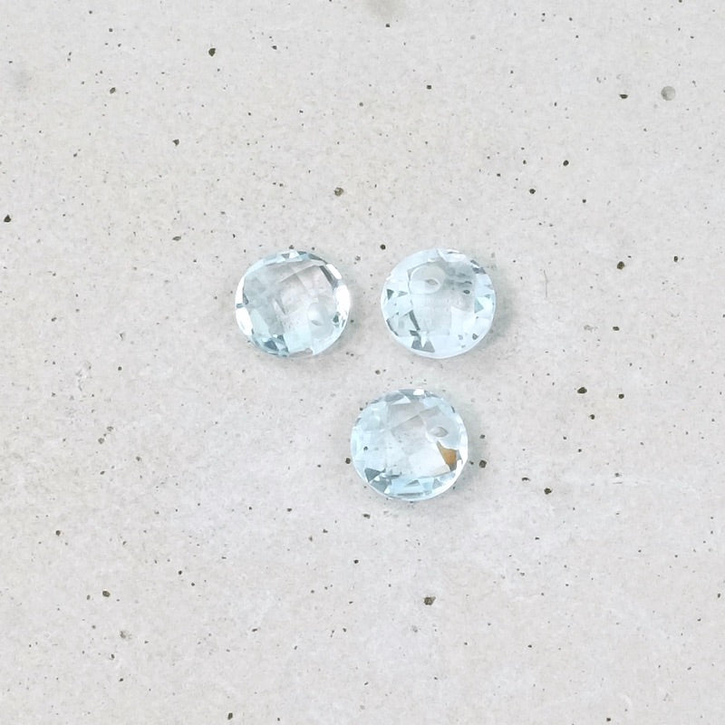 6mm round faceted pendant in sky blue topaz stone