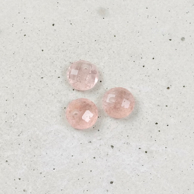 Round faceted 6mm natural stone pendant Strawberry Quartz