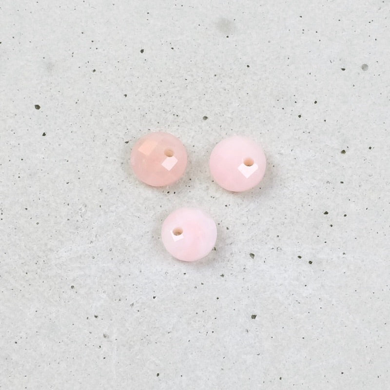 Round faceted 6mm natural stone pendant Pink Opal
