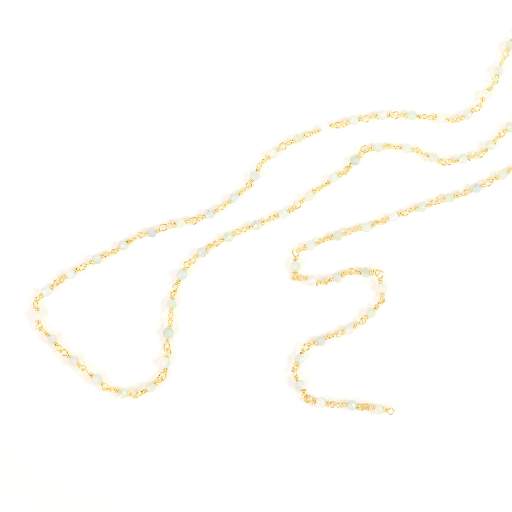 20cm Rosary chain in 2mm Amazonite with 24K Premium gold-plated brass