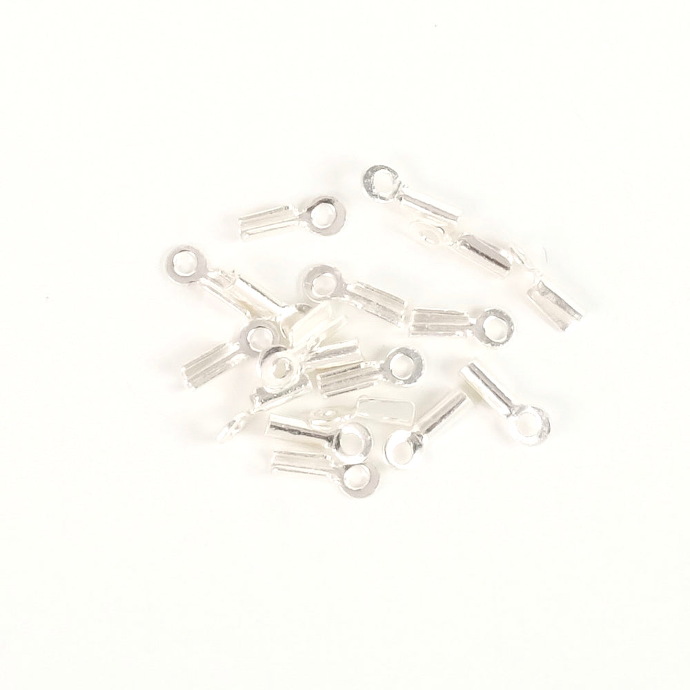 10 1mm end caps in 925 silver plated brass Premium