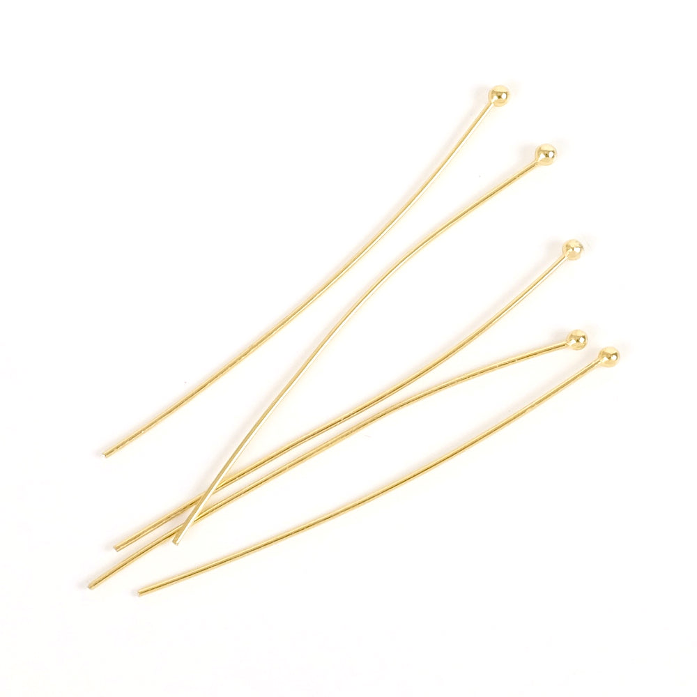 10 54mm ball head pins in 24K fine gold-plated premium brass