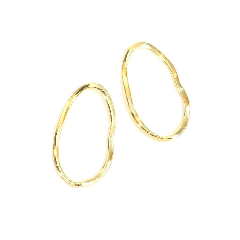 2 Oval pendants 28mm in 24K Premium gold-plated brass