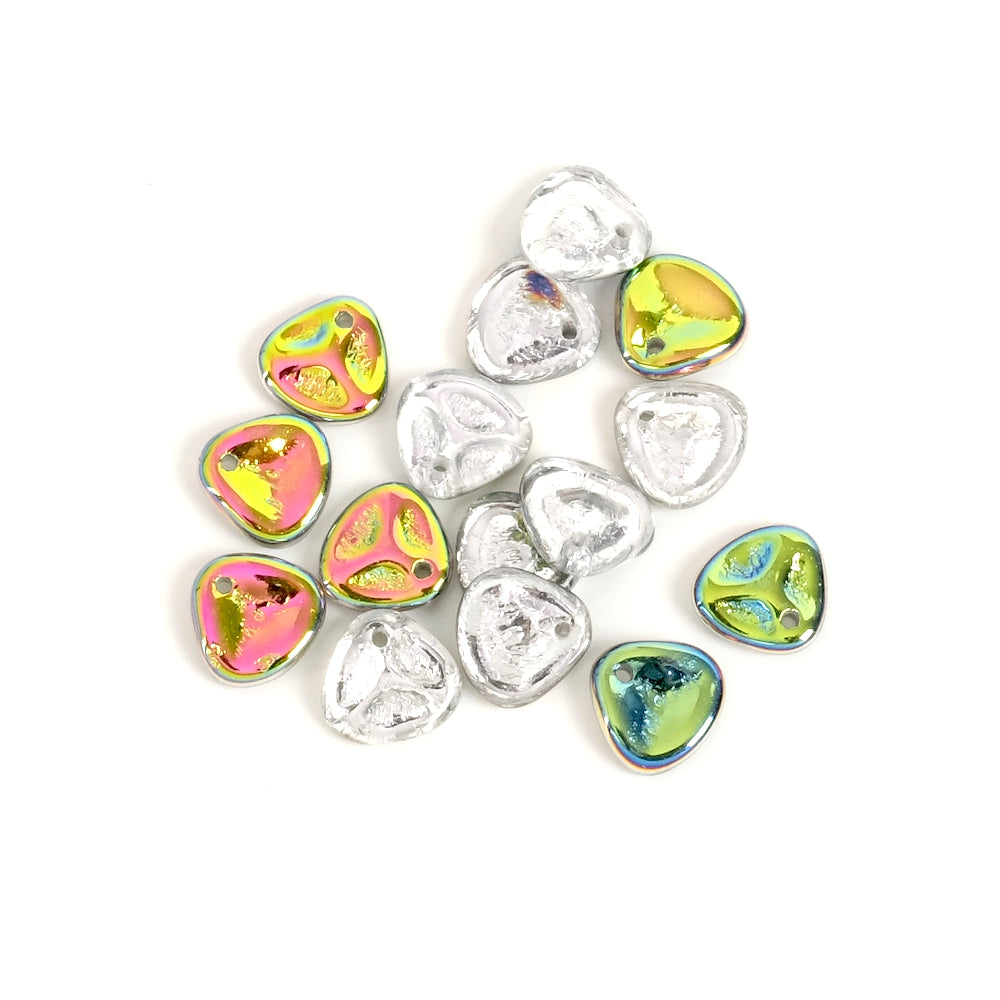 15 Rose Petal Beads in Bohemian Crystal Vitrail
