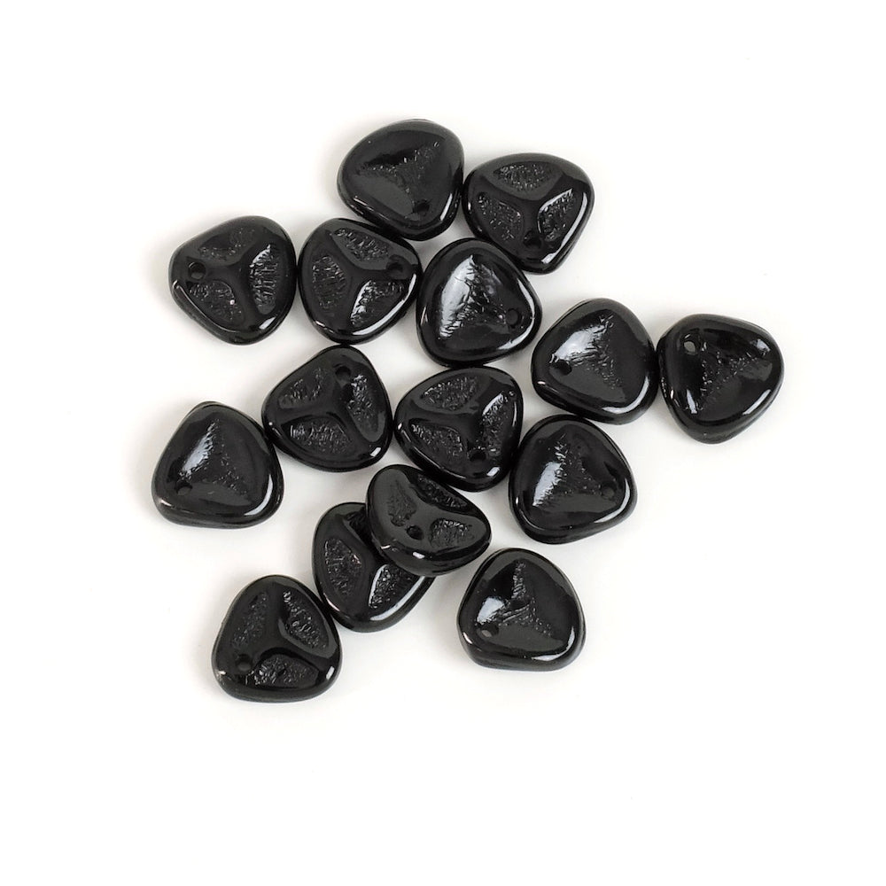 15 Rose Petal Beads in Bohemian Crystal Jet 