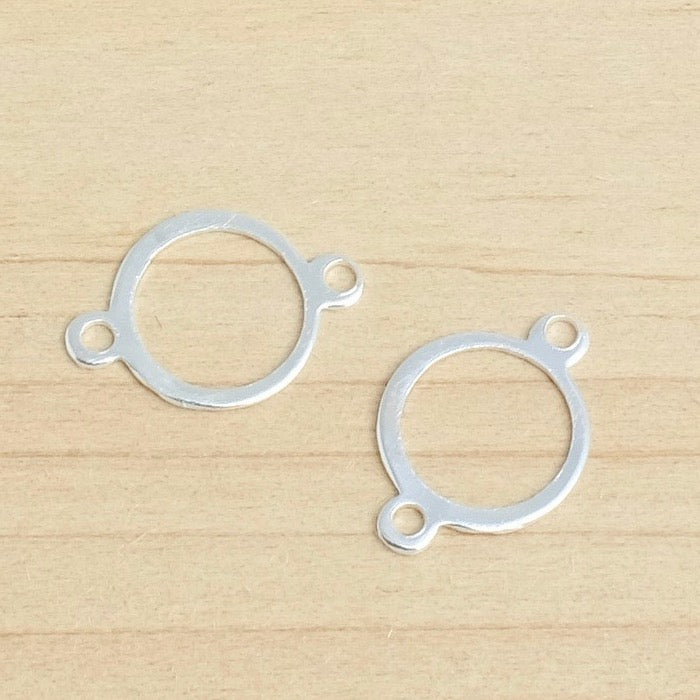 4 round openwork connectors in 925 silver-plated brass Premium