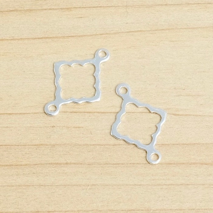 4 square openwork connectors in 925 silver-plated brass Premium