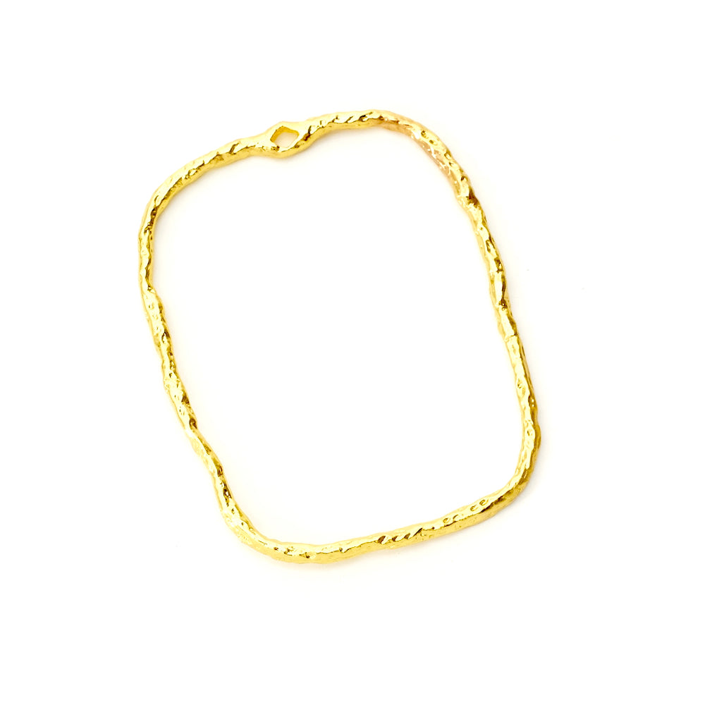 Gold 24K Brass Textured Rectangle Pendant