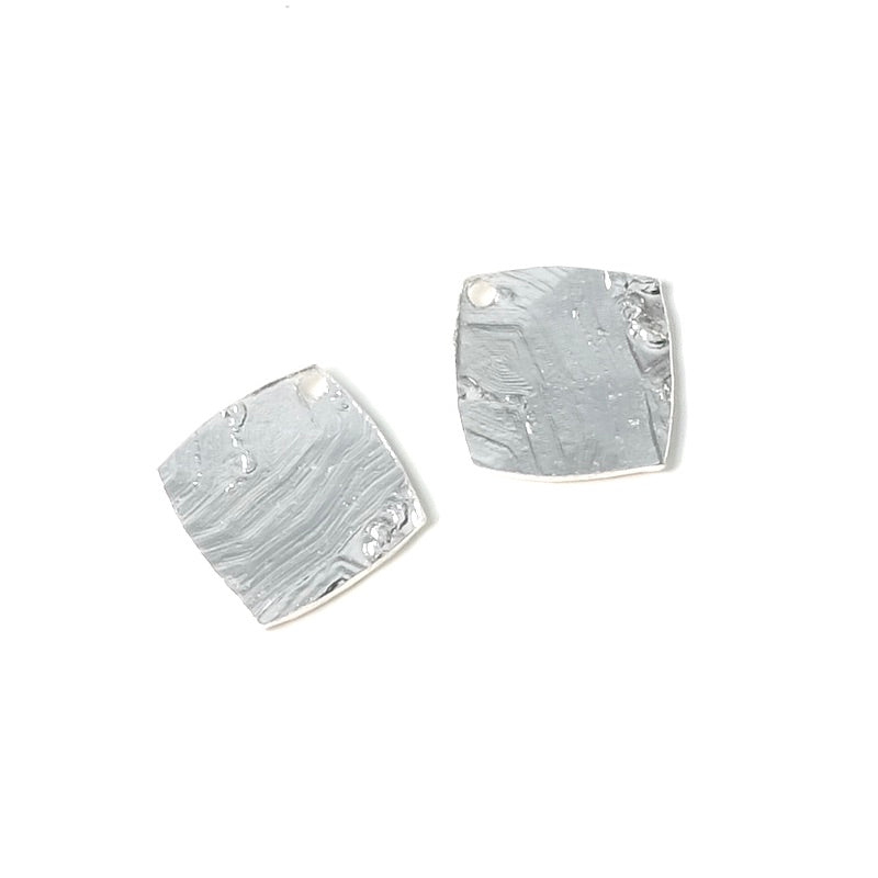 2 Square pendants in silver-plated brass 925 Premium