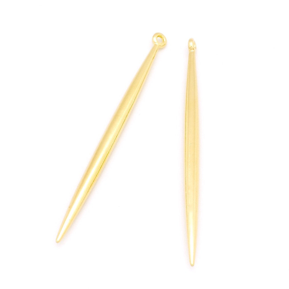 Set of 2 Spike Pendants in 24K gold-plated zamak