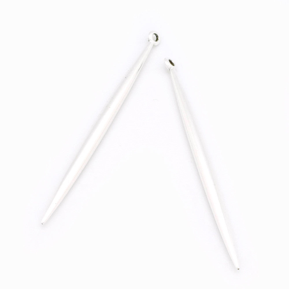 Set of 2 Spike Pendants in silver-plated zamak