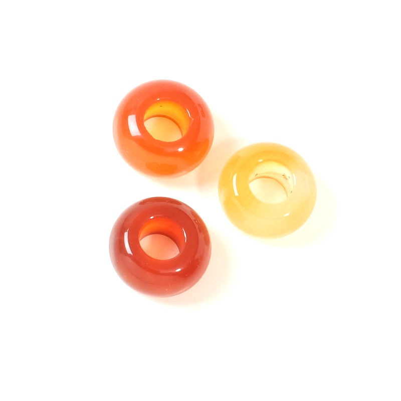 Natural 14mm donut-shaped Carnelian bead