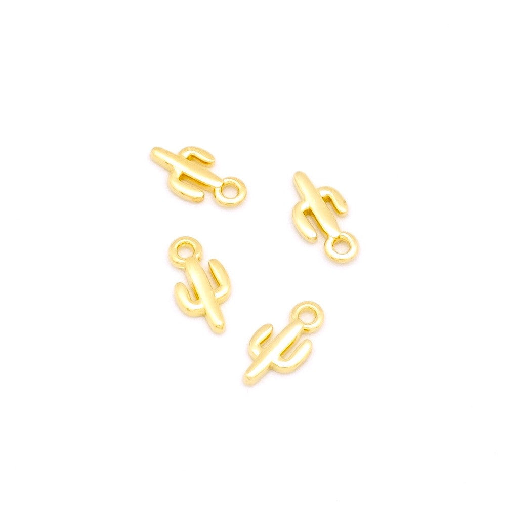 Set of 4 mini 24K gold-plated zamak cactus pendants