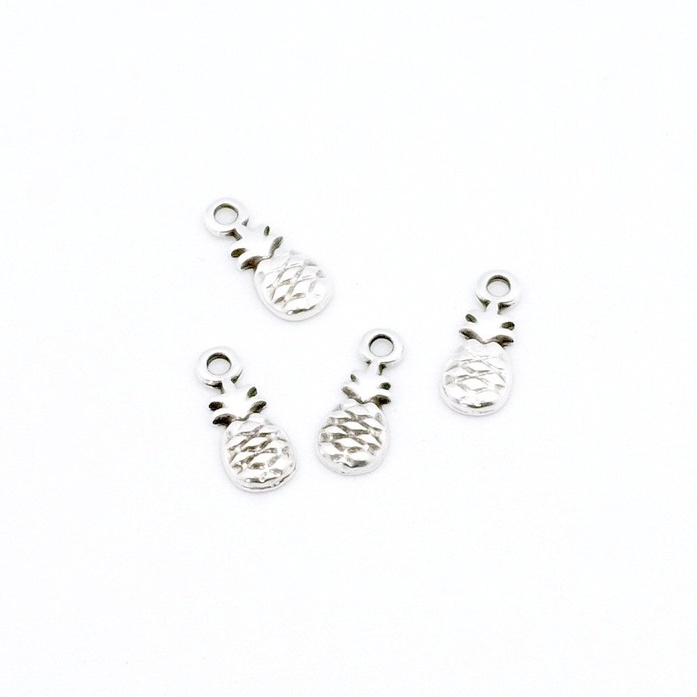 Set of 4 silver-plated zamak pineapple pendants