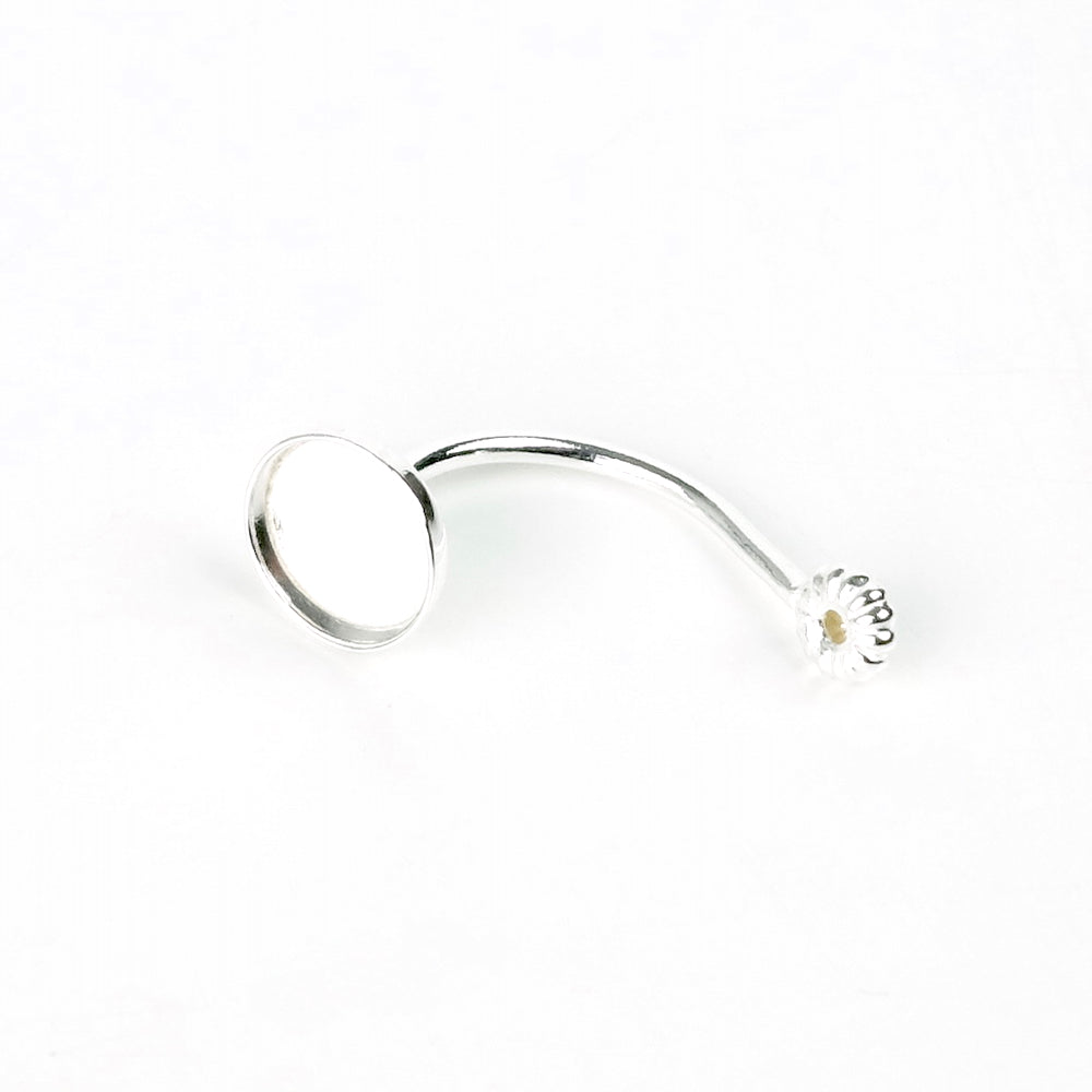 2 Ear jacket settings for 6mm cabochons in 925 silver