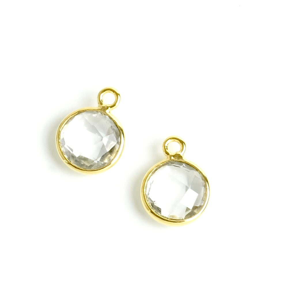 8mm Round Bezel Pendant with Quartz in 24K Gold-Plated Brass