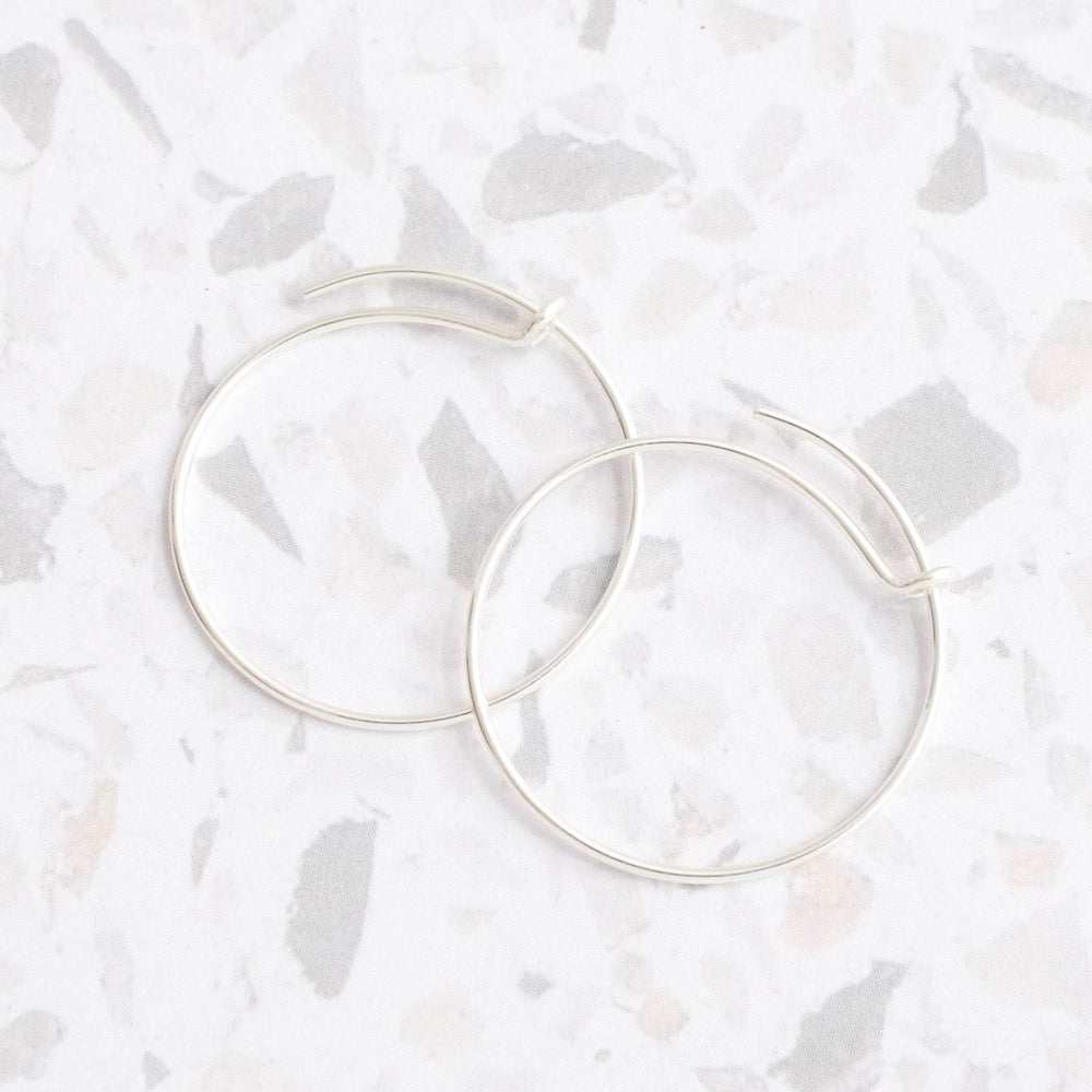 2 20mm brass hoop earrings in 925 Premium silver plated