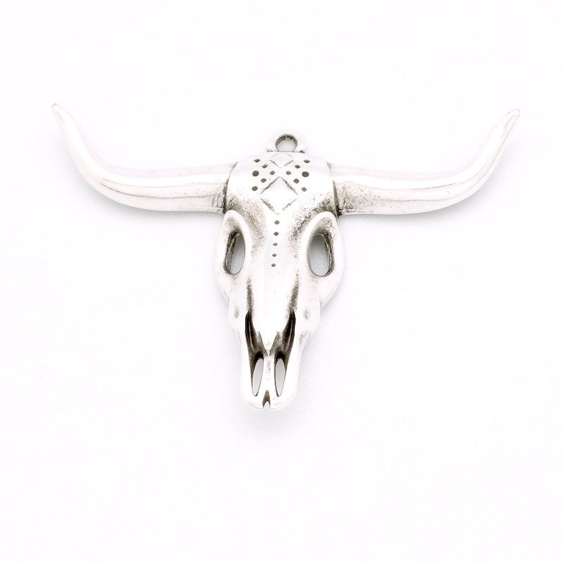 Silver-Plated Zamak Bull Head Pendant