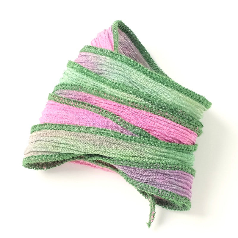 Copy of Hand-dyed silk ribbon - Rose green