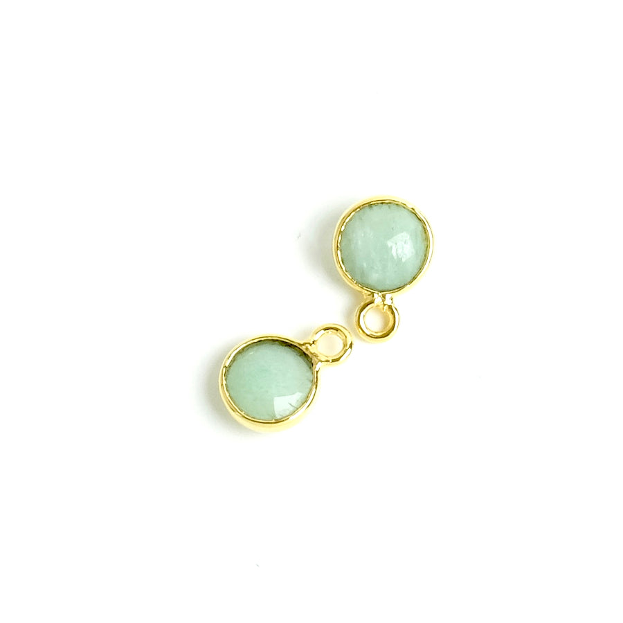 6mm Round Amazonite Bezel Pendant in 24K Gold-Plated Brass