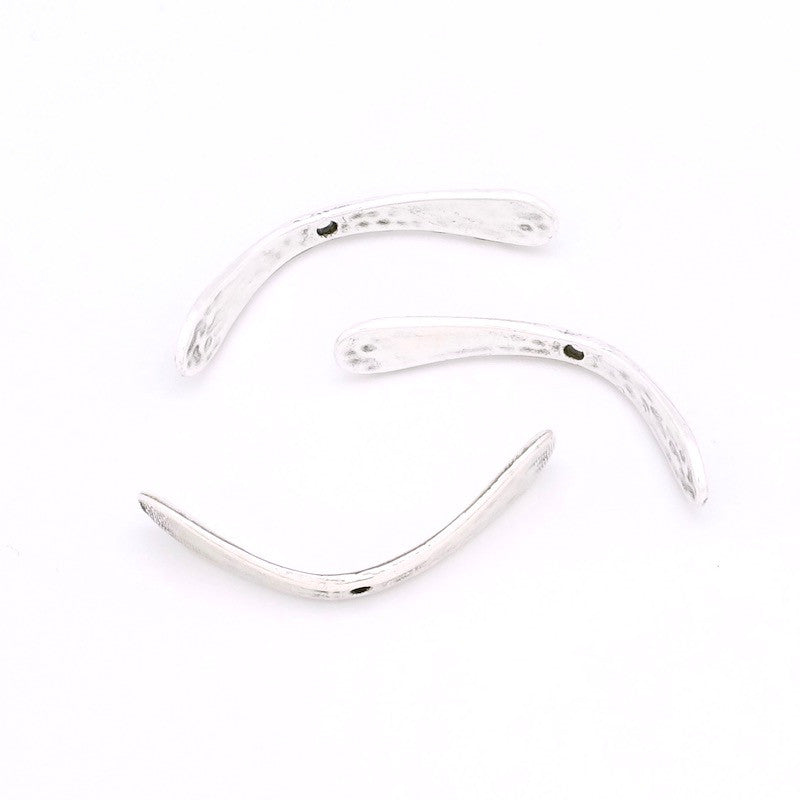 Set of 4 silver-plated zamak arch spacer beads, 34mm