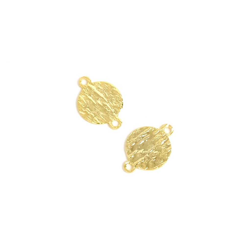 2 textured connectors, 9mm, in 24K gold-plated brass