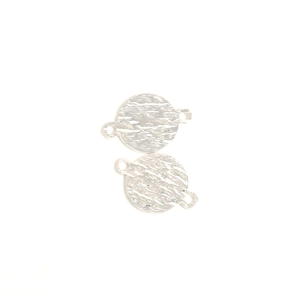 2 textured connectors, 9mm, in premium 925 silver-plated brass