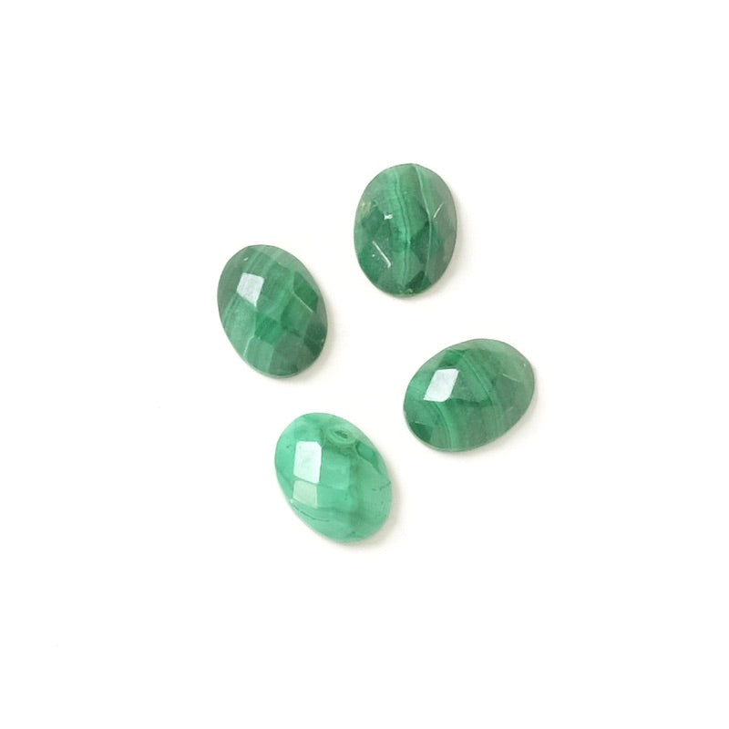 Natural stone Cabochon Oval faceted 6 x 8mm Malachite