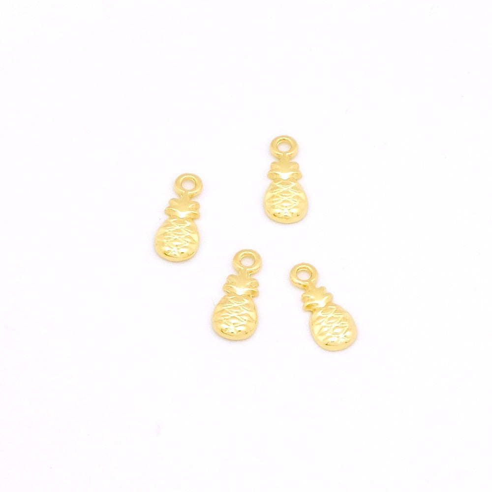 Set of 4 24K gold-plated zamak pineapple pendants