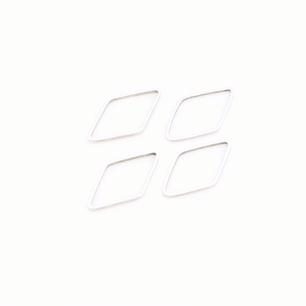 Set of 10 Rhombus Rings 16.5mm in silver plated brass