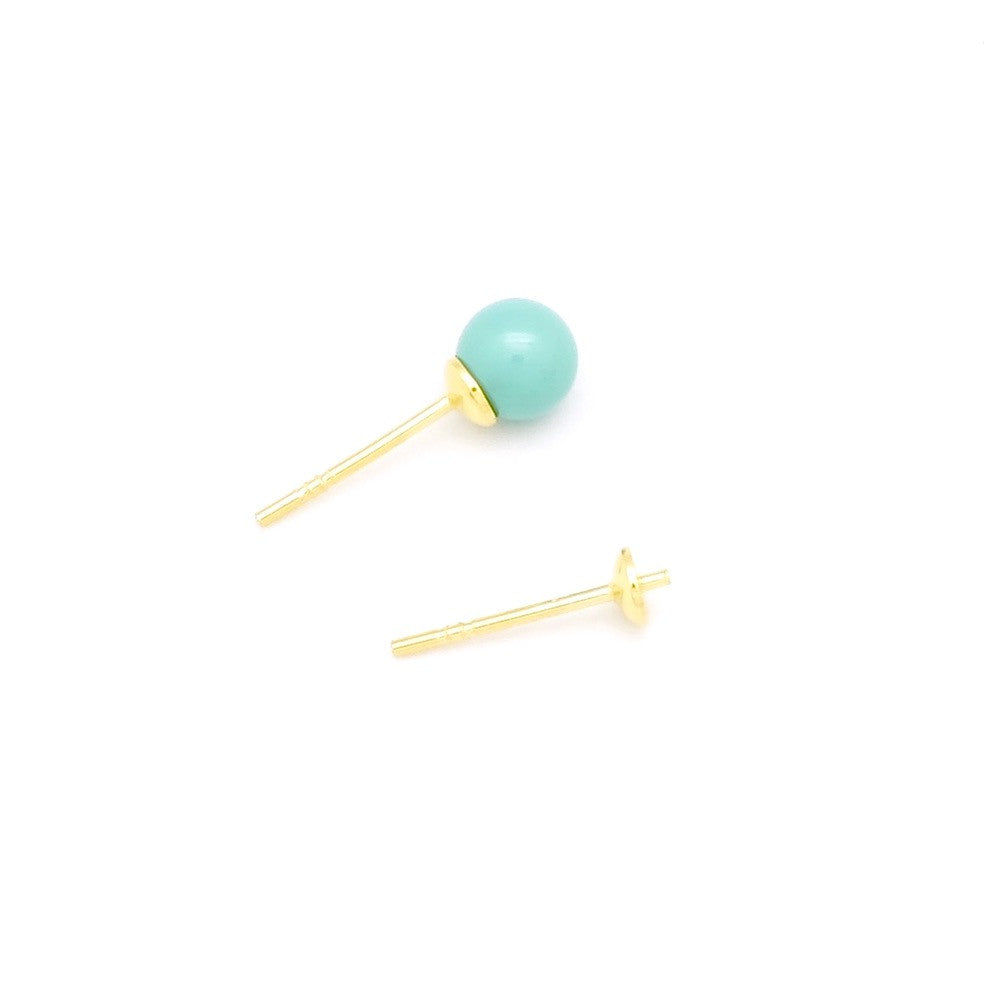 2 Vermeil stud earrings for half-drilled pearls