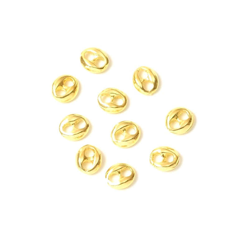 10 oval brass connectors Gilded with 24K fine gold