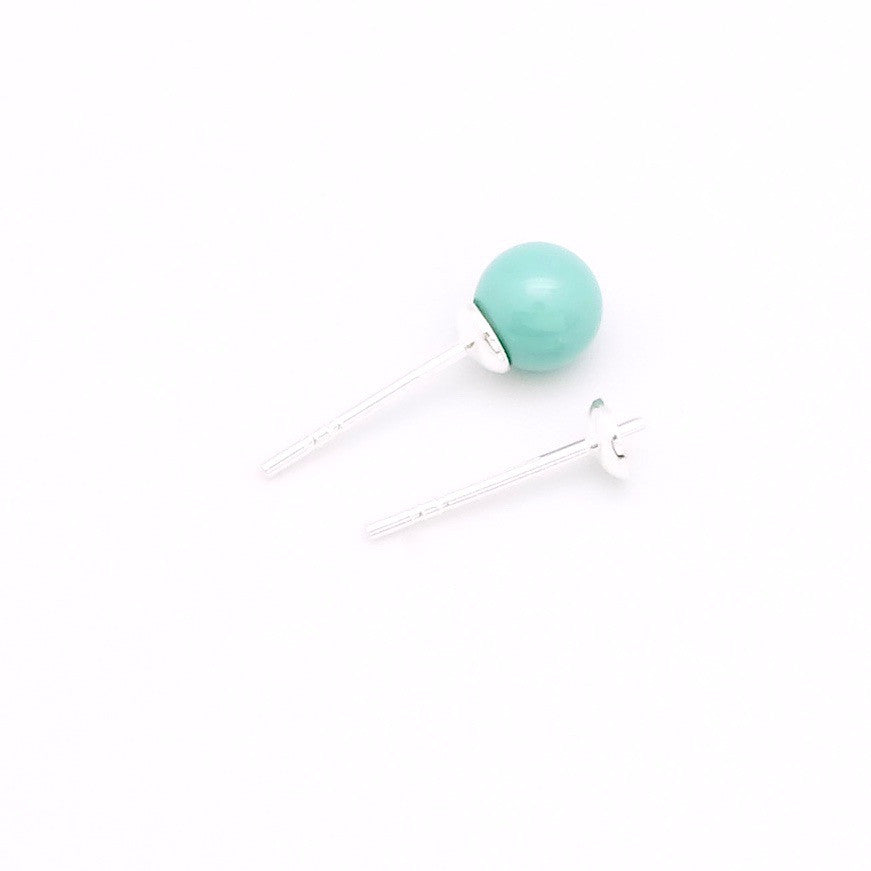 2 Stud earrings for half-drilled beads in 925 sterling silver