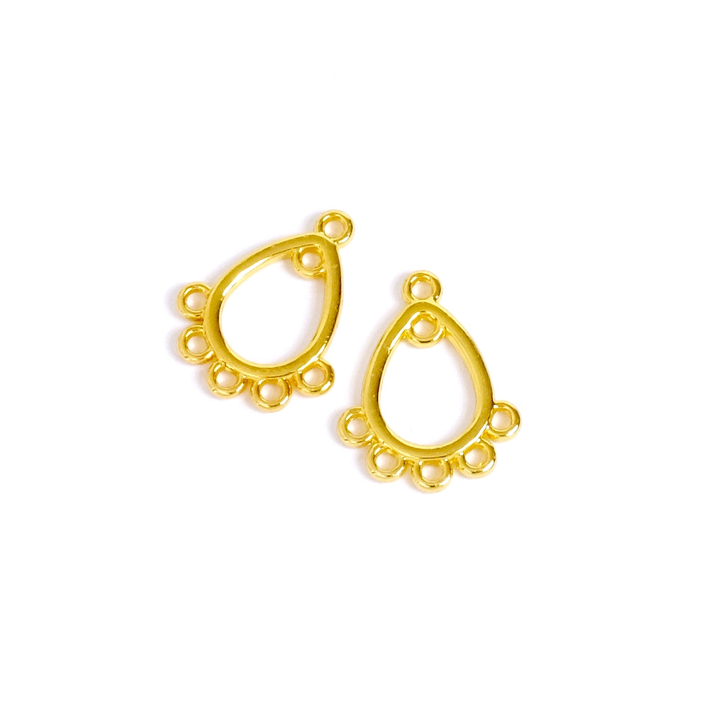 4 Small Chandelier Drop Pendants in Gold Plated Brass with 24K Fine Gold