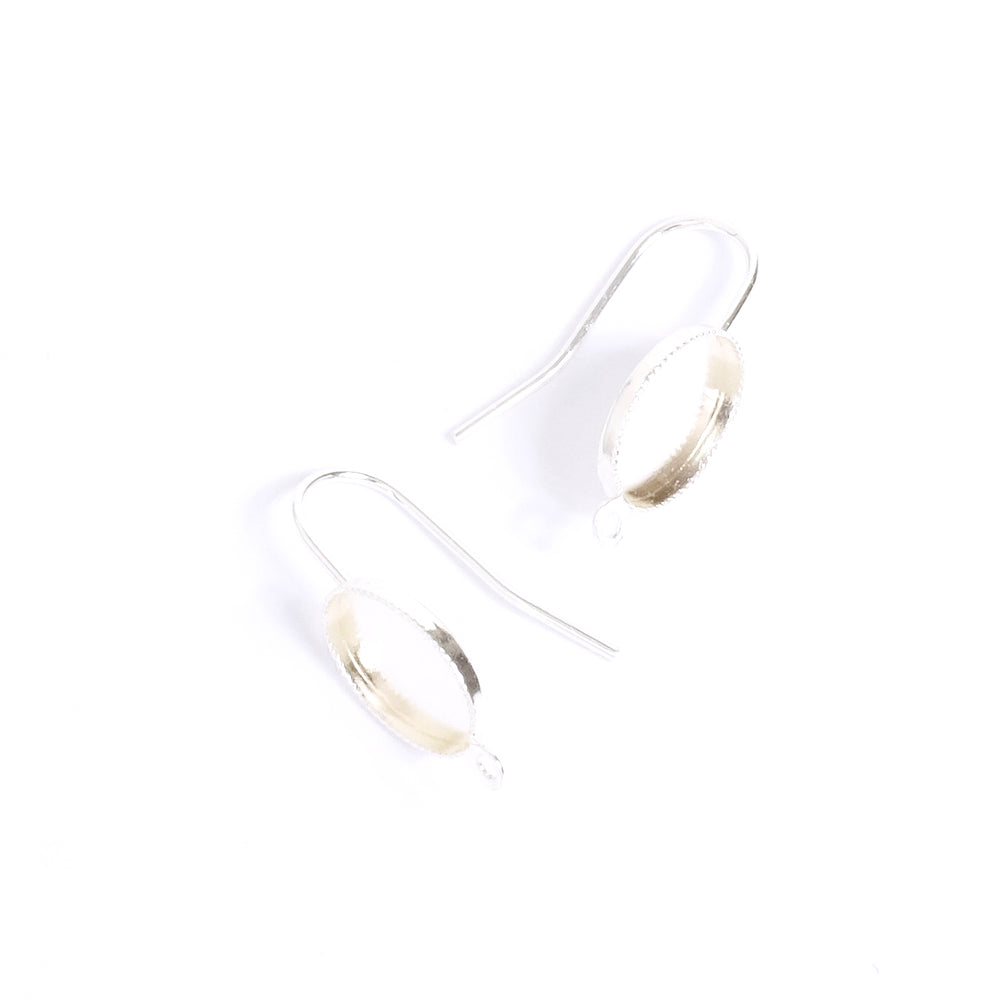 Earrings with 8x10mm Oval cabochon setting in 925 Premium Silver-Plated Brass