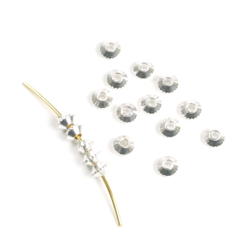 10 Premium 925 Silver-plated Brass 3.8mm Toupie Beads